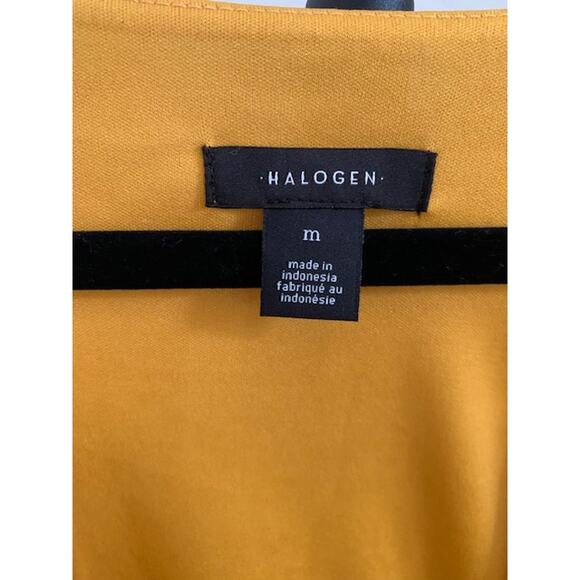 Halogen-Sleeveless-Peplum-Top-Floral-Deep‎ V Neck-Mustard-Yellow-Poly-Women-M - Picture 5 of 6